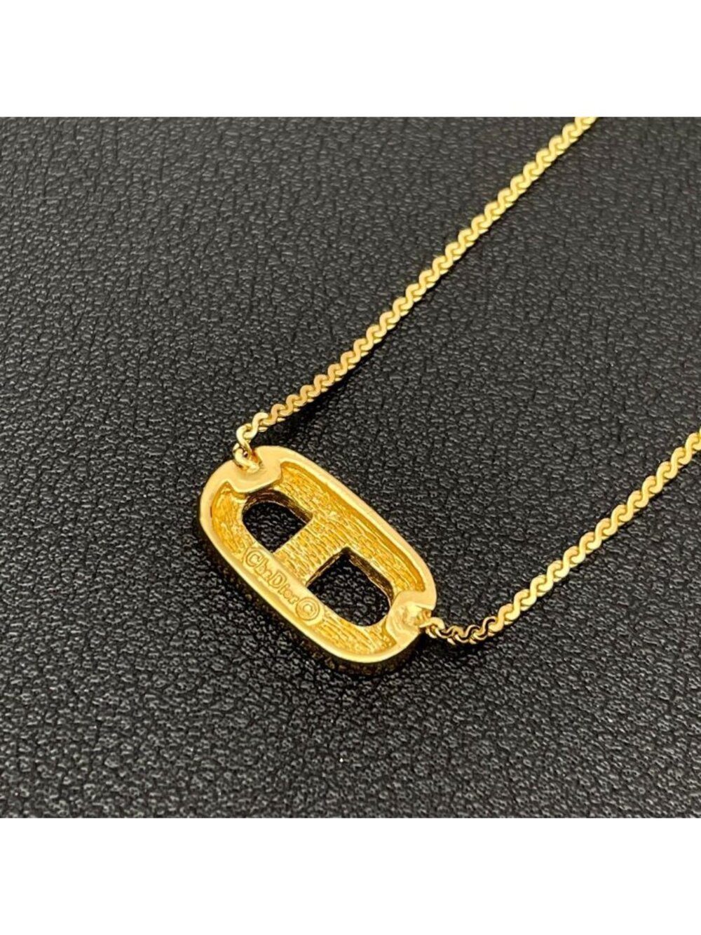 Dior CD Logo Necklace Line Stone Gold CD - Picture 3 of 10